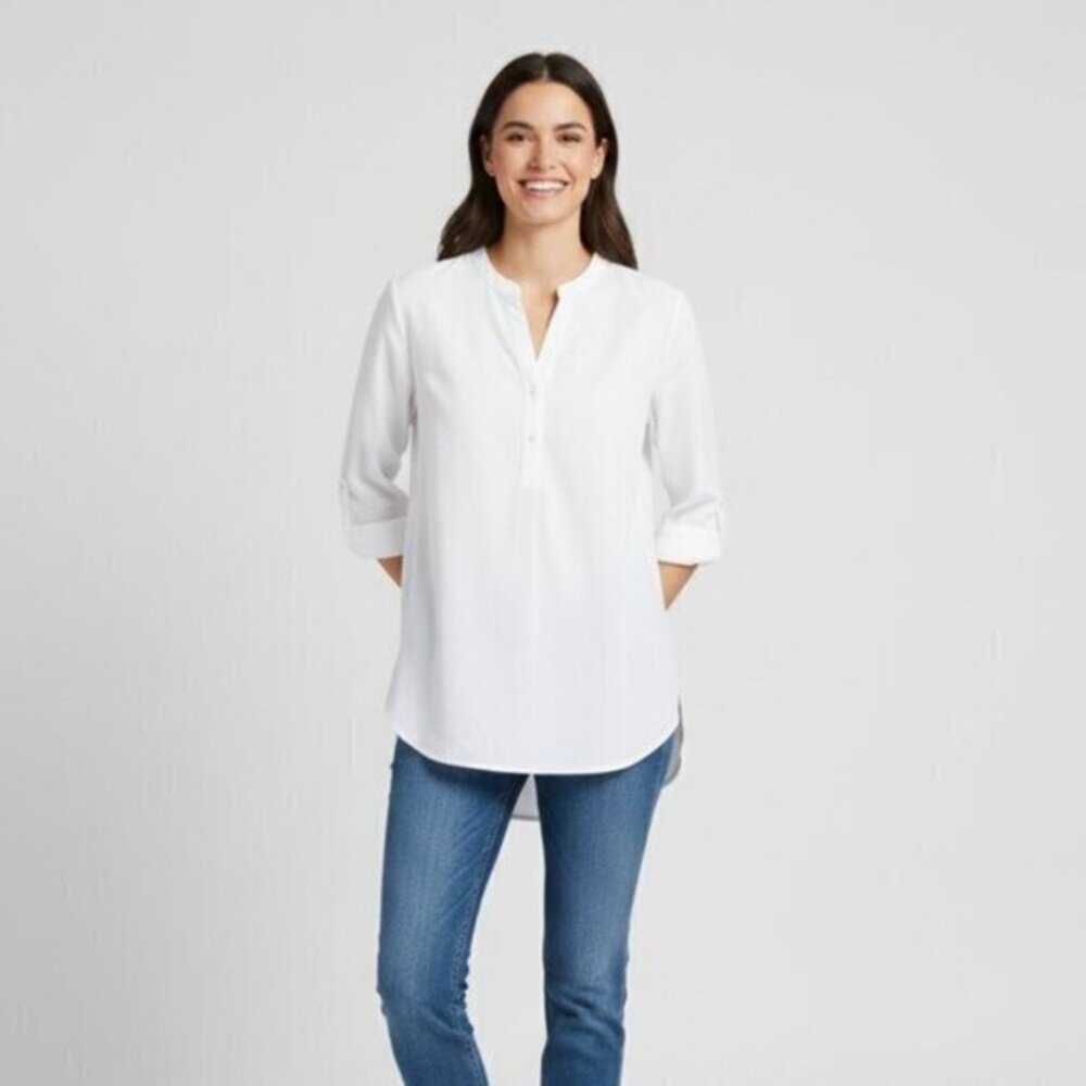 Aritzia Wilfred Free Blouse Tunic Button Down front Shirt Off White Size XXS